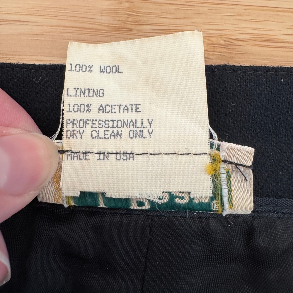 L.L. Bean 100% Wool Skirt Women's Size 12 Black Midi Made in USA Vintage Career - Picture 3 of 10